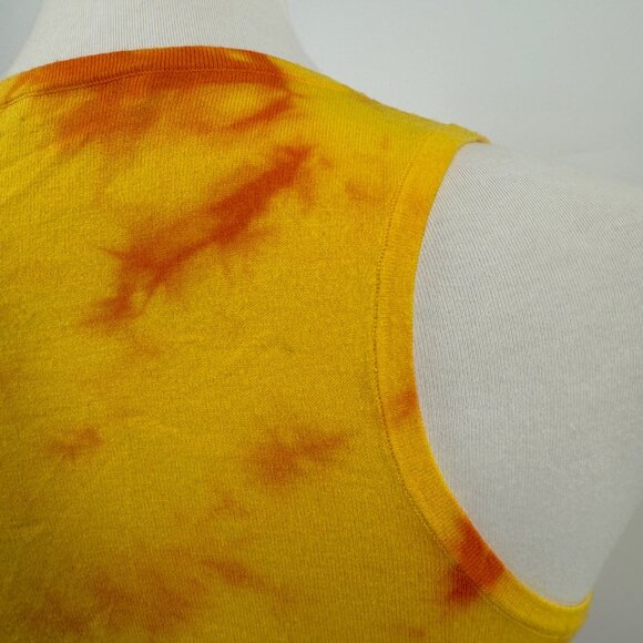 Minnie Rose Yellow & Orange Cotton/Cashmere Tie-Dye Tank Top - Picture 4 of 7